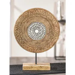 Dekoobjekt CASABLANCA BY GILDE "Skulptur "Rad"", beige (naturfarben), B:34cm H:46cm T:10,5cm, Aluminium, Holz, Dekofiguren