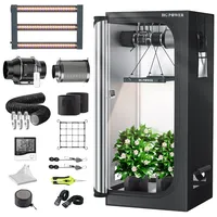 HG Power 160W Growzelt Komplettset 70x70x160cm, Growbox Set mit Dual-Mode LED Grow Lampe (UV+FR), 100mm Leiser Rohrventilator mit Fernbedienung, Aktivkohlefilter Belüftungssystem für Indoor Pflanzen