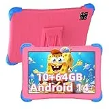 EagleSoar Kinder Tablet, 10 Zoll Android 14, 1280 * 800 HD-Display, 6000 mAh Akku, 10GB+64GB Erweiterbar, Quad Core, WiFi, Bluetooth, Doppelkamera, mit Lernsoftware für Kinder und Kindersicherung