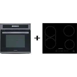 Respekta Backofen Herd Kochfeld Herdset Induktion Black Steel Bridgezone Slider Respekta