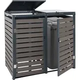 MCW 2er Mülltonnenverkleidung MCW-K14, Mülltonnenbox Mülltonnenabdeckung, 119x134x84cm WPC Metall 78kg ~ anthrazit