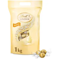 Lindt LINDOR Schokoladen Kugeln weiß | ca. 80 mit zartschmelzender Füllung | Großpackung, Pralinen-Geschenk, Schokoladengeschenk, 1kg