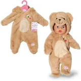 Zapf BABY born Bär Kuschelanzug 43cm, Strampelanzug mit Kapuze und Ohren in Teddy-Optik für 43 cm Puppen, 836088 Zapf Creation