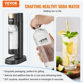 Vevor Sprudelwassergerät Wassersprudler Soda Maker, Selterswasser-Starter-Set mit 2 Stk. BPA-freien 1 Stk. CO2-Flasche, Kompatibel mit Einschraubbaren 60 L CO2-Flaschen (CO2 frei)