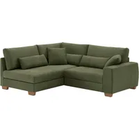 Ecksofa HOME AFFAIRE "DuraSpring" Sofas Gr. B/H/T: 227cm x 68cm x 190cm, Microfaser, Ottomane links, ohne Bettfunktion, grün (memphis 12 green) mit Taschenfederkern, bis 140 kg belastbar, wahlweise Bett