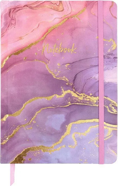 Jubiluu A5 Elegantes Notizbuch mit Stoffh封面 und Innenlage - 96 Seiten (100 g Offsettingpapier), Lesezeichen und Gummiband - Klassisches cremefarbenes, geliniertes Journal für Schreiben, Schule, Büro und Geschenke - Amethyst Dream