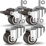 GBL Caster Wheels Möbelrolle Schwere Möbelrollen mit 2 Bremsen 25mm M8x20mm, (4-St) silberfarben 11.50 cm x 12.50 cm