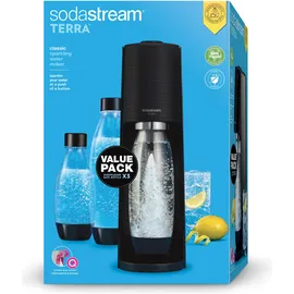 Sodastream Terra black + PET-Flasche 2 l + PET-Flache 1 l + Zylinder