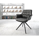 DeLife Drehstuhl Kaira-Flex Echt-Leder Schwarz Kreuzgestell kantig Schwarz 180° drehbar, Esszimmerstühle