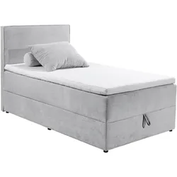 Boxbett ED EXCITING DESIGN "Larnaca", grau (hellgrau), B:120cm L:213cm, 92% Polyester, 8% Nylon, Komplettbetten, Bezug aus Cord, inkl. Topper und Bettkasten