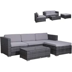 SVITA CALIFORNIA Polyrattan Lounge Rattan Set Sofa Garnitur Gartenmöbel Grau