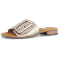 Gabor Pantolette GABOR "RHODOS", Damen, Gr. 38, gold (goldfarben), Ziegenleder, metallic, klassisch, Schuhe, Blockabsatz, Sommerschuh, Komfortschuh in Weite G (= weit)