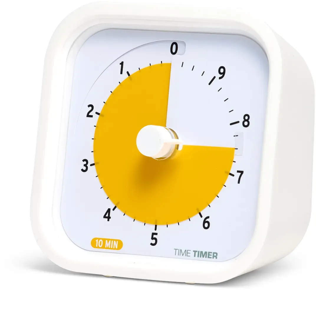 Time Timer MOD Education Visuelle Stoppuhr 10 Minuten Gelb/Weiß Silikon - Lautlos, Kompakt 9x9x2,5 cm, Schutzdeckel, Für Kinder