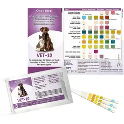 One+Step Urin Teststreifen für Hunde und Katzen - Schnelltest zur Prüfung von 10 Gesundheitswerten 5 St