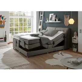 Lomadox Boxspringbett Hotelbett Doppelbett, mokka, 180 x 200 cm, elektr. verstellbar CONCORD3M-09 mit VISCO-Topper, 7-Zonen-TFK-Matratze, H2 - Braun