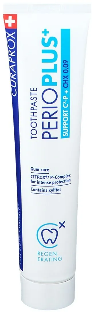 Curaprox Perio Plus+ Stütz-Zahnpasta-Gel 0,09 %.