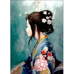 Aludibondbild GEISHA I - bunt