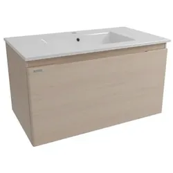 Naturel Ancona Badezimmerschrank mit Waschbecken 80x45x46 cm Akazie ANCONA280DV