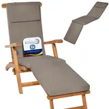 Beautissu 2er Set Luxus Deckchair Auflage Sonnenliege 175x45x5cm LoftLux DC – Bezug Abnehmbar – Polsterauflage für Liegestuhl Auflage Gartenliege Polster – Liegenauflage Gartenmöbel Kissen Taupe