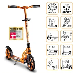 SIX DEGREES Aluminium Scooter 205 mm orange EINHEITSGRÖSSE