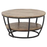 Stolkom Couchtisch JAMBI, Braun - Schwarz - Mangoholz massiv - Metallgestell - Ø 87 cm