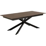 Kulissen-Esstisch >Irwine< (ausziehbar bis 240cm) in Glas-Keramik rostbrown - 200(240)x76x100 (BxHxT)