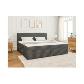 S-Style Boxbett Cord mit Stauraum und Topper H3 Neo ¦ grau ¦ Maße (cm): B: 205 H: 110