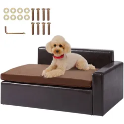 VEVOR Haustiersofa, Hundecouch für mittelgroße Hunde und Katzen, Hundesofabett aus weichem Leder, 50 kg belastbares Katzensofa 710 x 505 x 335 mm