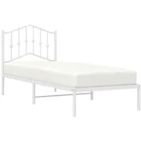 VidaXL Metallbett ohne Matratze mit Kopfteil Weiß 75x190 cm