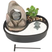 NATIV LEMODO Zimmerbrunnen mit LED-Beleuchtung, Tischbrunnen mit Felsenbogen, dekorativer Zierbrunnen mit Wasserfall und Zen Garten, Wasserbrunnen für Zuhause, Zimmerbrunnen als Zimmer Deko