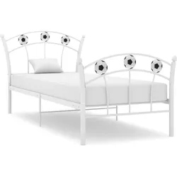 Einzelbett mit Fußball-Design Weiß Metall 90x200 cm