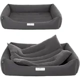 HOUND & NATURE | Öko Hundebett Luzern | Weich/Soft | Gr. XXL für Sehr Große Hunde - Kuscheliges, Flauschiges Hundebett Waschbar mit Wende - Liegekissen (XXL - 125x95 cm, Grau)