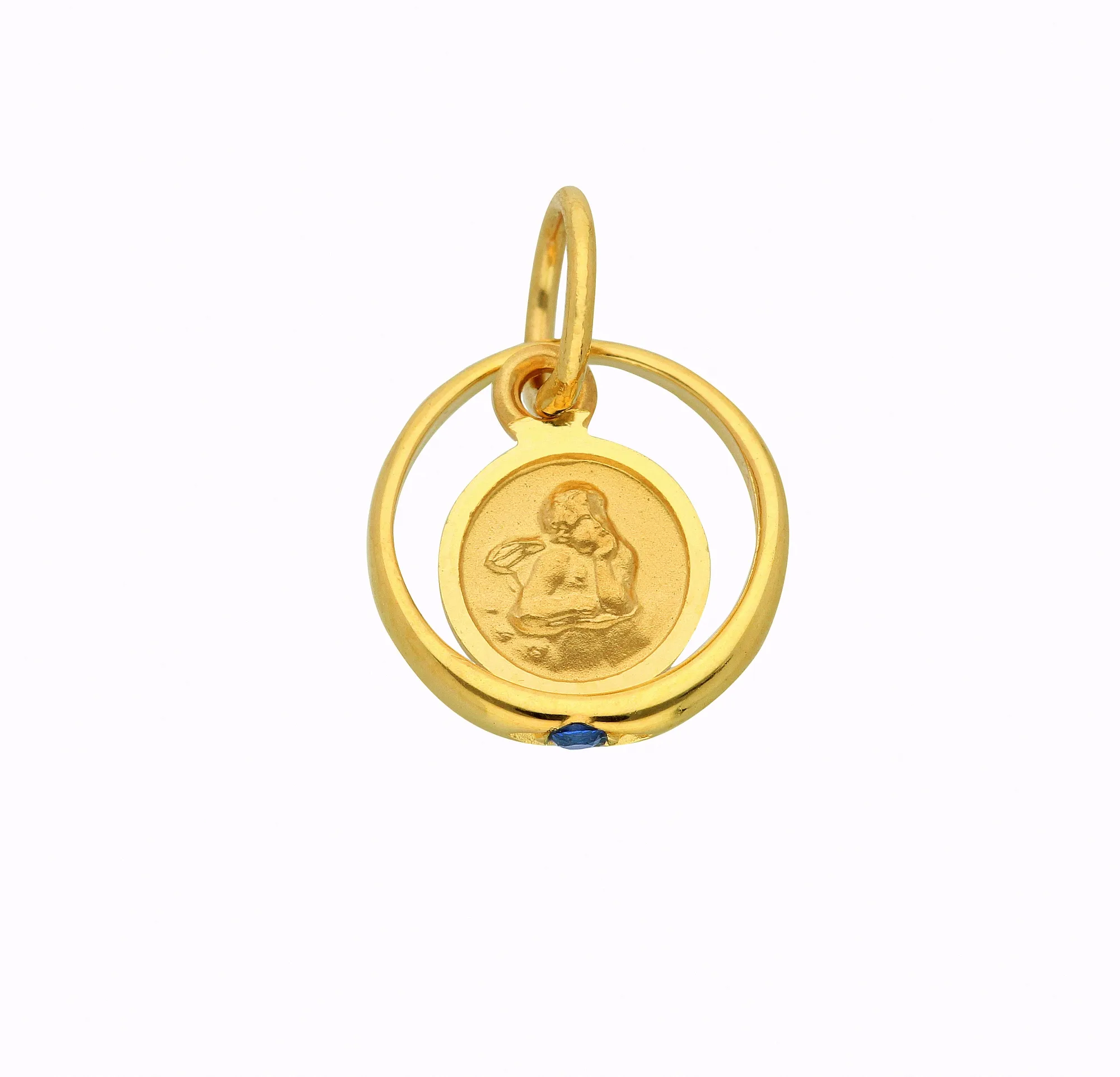 Ketten-Anhänger ADELIA ́S "Damen Goldschmuck 333 Gold Anhänger Taufring mit Safir Ø 10,1 mm" Schmuckanhänger blau Damen Anhänger