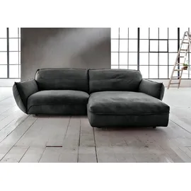 BeType Ecksofa Be Type Be Chilled, Mega Sofa, Bezug: hochwertiges Anilinleder, L-Form, in 2 Breiten mit stylischer und offener Nahtführung schwarz 260 cm x 85 cm x 180 cm