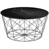 SalesFever Couchtisch mit Metallkorb Ø 80 cm | schwarz