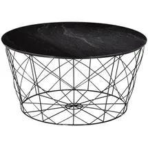 SalesFever Couchtisch mit Metallkorb Ø 80 cm | schwarz