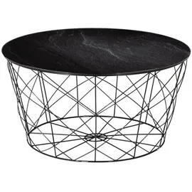 SalesFever Couchtisch mit Metallkorb Ø 80 cm | schwarz
