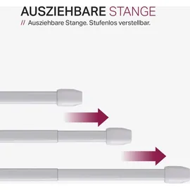BestLivings Vitragestangen Perlweiß 40–60 cm ausziehbar, (2er-Pack), Scheibenstange mit Selbstklebehaken und Schraubhaken, für Küchen- - Bistrogardinen - weiß,