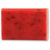 Florex Schafmilchseife Rose mit Blüten 100 g Stück Seife Naturseife Schafmilch