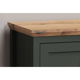 trendteam Kommode Stanton in grün und Eiche Landhaus Flur Diele 77 x 102 cm - tannengrün, Eiche