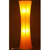 Trango 1230L Design LED Reispapier Stehlampe *AMSTERDAM* Reispapierlampe *HANDMADE* Stehleuchte in Rund mit orangefarbenem Lampenschirm inkl. 2x E14 LED Leuchtmittel, Höhe: 125cm, Wohnraumlampe