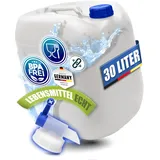 Kosmetex 30L Wasserkanister mit Auslaufhahn, Kanister BPA frei & lebensmittelecht | Mit blauen Wasserhahn für Trinkwasser im Camping, Garten, Haushalt & Outdoor, Gewerbe