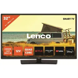 Lenco LED-3263BK - 32-Zoll Android-Smart-TV mit 12-V-Kfz-Adapter, schwarz