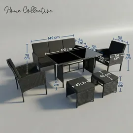 home collective Gartenmöbel Set 7-Sitzer Loungeset schwarz