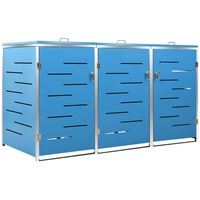 DOTMALL Mülltonnenbox für 3 Tonnen,Deckel mit Gasdruckfeder aus Edelstahl,207x77,5x115 cm blau