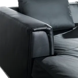 Beliani Ecksofa Schwarz Echtleder L-Förmig Rechtsseitig Modern Wohnzimmer - Schwarz/Silber