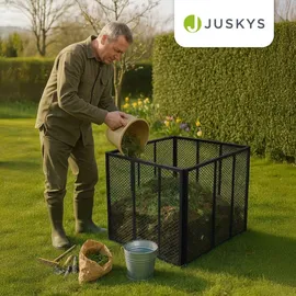 Juskys Metall Komposter 800 L, aus Stahl, witterungsbeständig, mit Belüftung & Schwarz