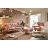 KAWOLA Sitzgruppe CHARME Sofa Sessel Hockerbank Cord rosa