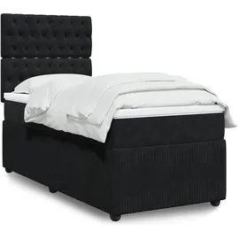 vidaXL Boxspringbett mit Matratze Schwarz 140x200 cm Samt