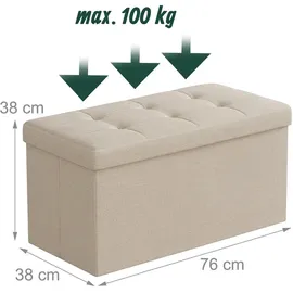 Relaxdays Sitzbank Truhenbank Beige 38 x 76 x 38 cm